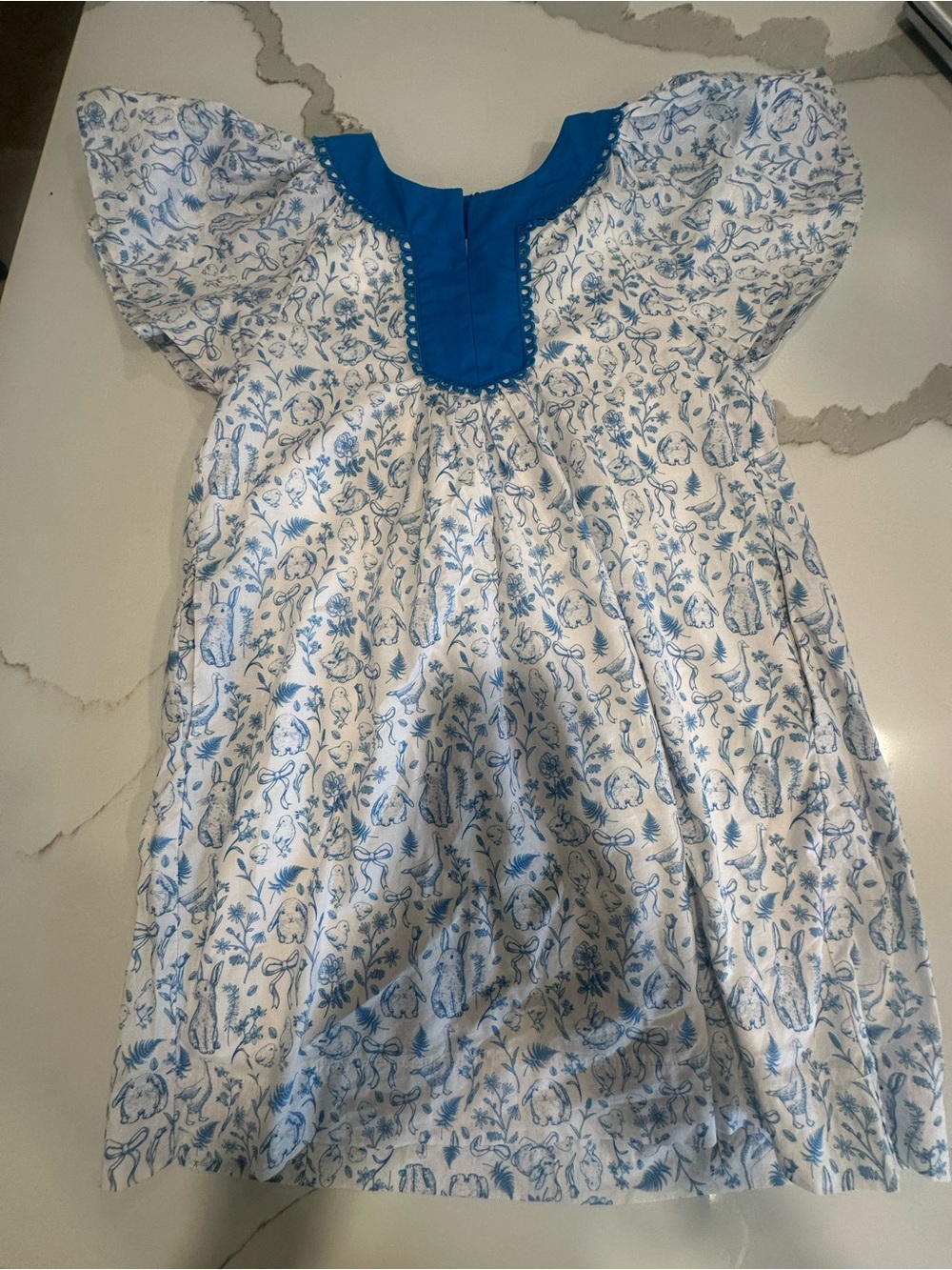 Girls' Blue & White Floral Casual Dress